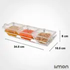 اردو خوری شیشه ای لیمون پایه استیل سه خانه مربع با درب اکرولیک 2107