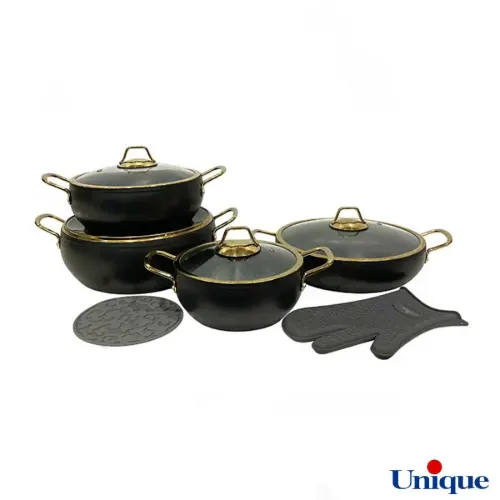 سرویس قابلمه 8 پارچه یونیک مدل مشکی خمره ای UN-8349