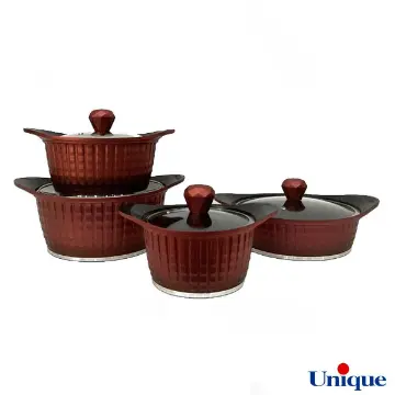 سرویس قابلمه 8 پارچه یونیک مدل نگینی قرمز UN-8205