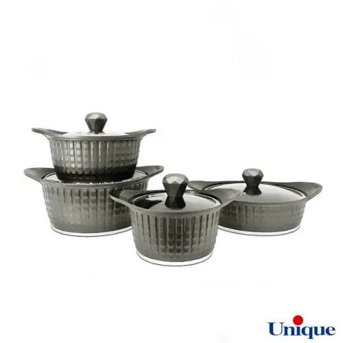 سرویس قابلمه 8 پارچه یونیک مدل نگینی طوسی UN-8201