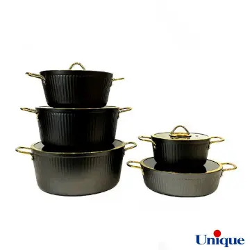 خرید سرویس قابلمه یونیک فلورانس مشکی 10 پارچه UN-8401