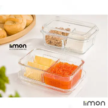 ظرف شیشه ای دو خانه لیمون 2256