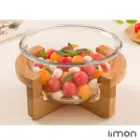 کاسه سرو شیشه ای پایه چوبی لیمون 2255