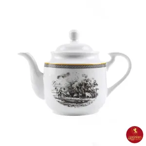 قوری چینی زرین استوانه طرح ویلیج سایز بزرگ 8