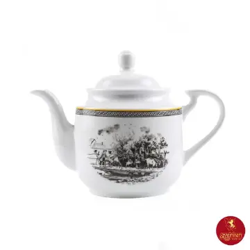 قوری چینی زرین استوانه طرح ویلیج سایز بزرگ 8