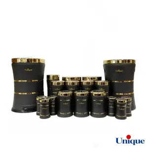 سرویس آشپزخانه 18 پارچه یونیک کمر باریک خطی مشکی UN-4697