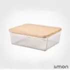 ظرف شیشه ای شیاردار 2.250 لیتر درب چوبی لیمون 2192