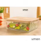 ظرف شیشه ای شیاردار 2.250 لیتر درب چوبی لیمون 2192