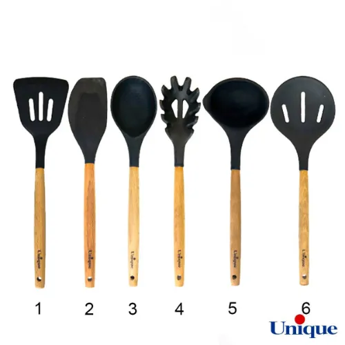 کفگیر و ملاقه سیلیکونی دسته چوبی یونیک UN-1170