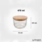 کاسه گرد شیشه ای لیمون 470 میلی لیتر درب چوبی 2175