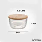 کاسه گرد شیشه ای لیمون 1.8 لیتر درب چوبی 2177