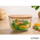 کاسه گرد شیشه ای لیمون 1.8 لیتر درب چوبی 2177