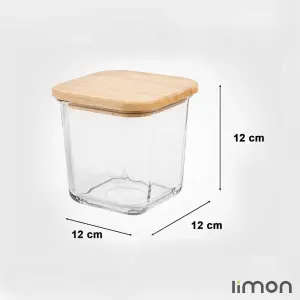 ظرف شیشه ای 860 میلی لیتر درب چوبی لیمون 2189