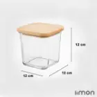 ظرف شیشه ای 860 میلی لیتر درب چوبی لیمون 2189