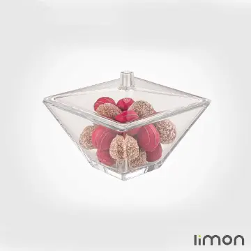 کاسه شیشه ای پذیرایی درب دار لیمون 2296