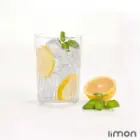 لیوان شیشه ای لیمون شیار دار 350 سی سی سه عددی 2217