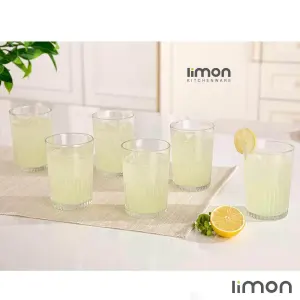 لیوان شیشه ای لیمون شیاردار 350 سی سی 6 عددی 2216