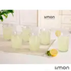 لیوان شیشه ای لیمون شیاردار 350 سی سی 6 عددی 2216