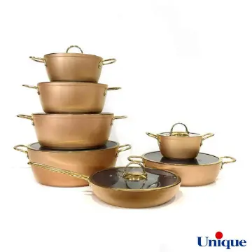 سرویس قابلمه یونیک طلایی 14 پارچه درب فلت UN-8314