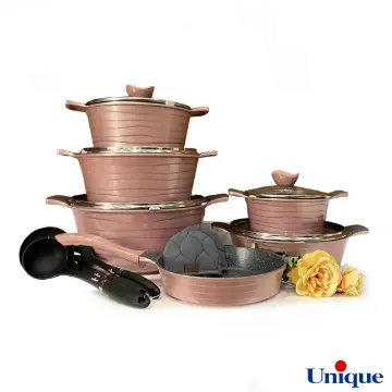 نمایش جزئیات برای سرویس قابلمه گرانیتی یونیک 14 پارچه لاین رزگلد UN-7965 سرویس قابلمه گرانیتی یونیک 14 پارچه لاین رزگلد UN-7965