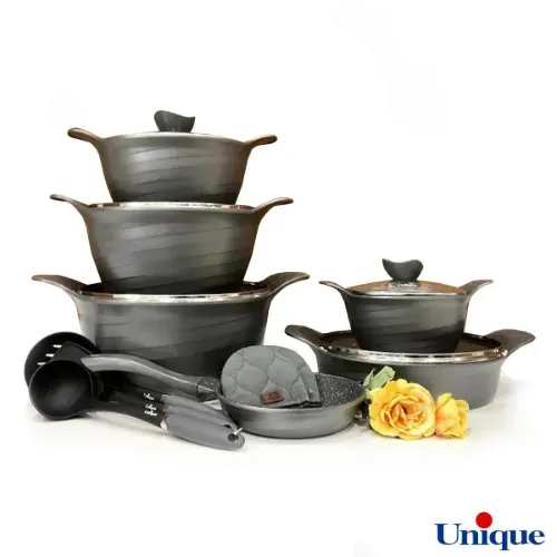 سرویس قابلمه یونیک طوسی سیلیکون رز 14 پارچه UN-7649
