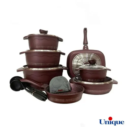 سرویس قابلمه گرانیتی یونیک 16 پارچه بلا بورگاندی UN-8895