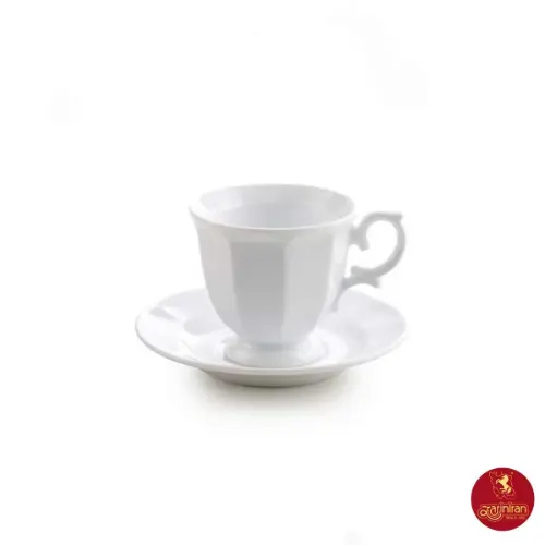 سرویس اسپرسو چینی زرین نئوکلاسیک سفید 12 پارچه