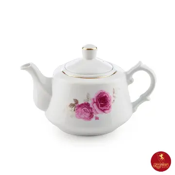 قوری چینی زرین لندنی طرح رزفلاور طلایی