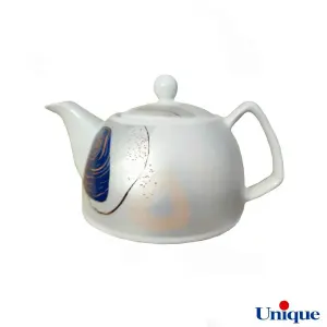 قوری چینی یونیک مدل آبرنگ سیلور UN-7542