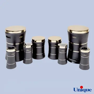 سرویس 18 پارچه کمر باریک خطی مشکی براق درب استیل یونیک UN-4571