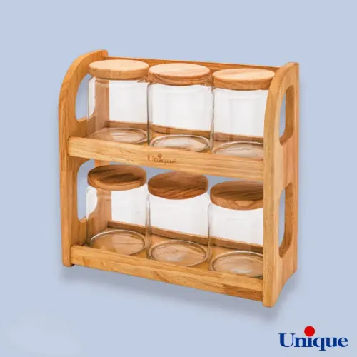 ست جا حبوباتی چوبی دو طبقه یونیک UN-6127