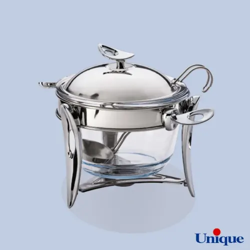 سوپ خوری پایه دار (وارمر) قایقی نقره ای یونیک UN-3854