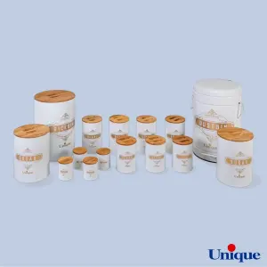 سرویس آشپزخانه یونیک 15 پارچه سفید یخچالی درب بامبو UN-8054