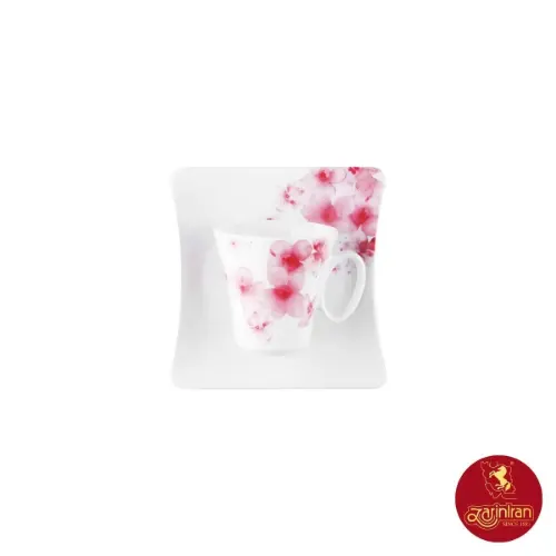 سرویس چای خوری چینی زرین وینچی طرح آزالیا پینک 12 پارچه