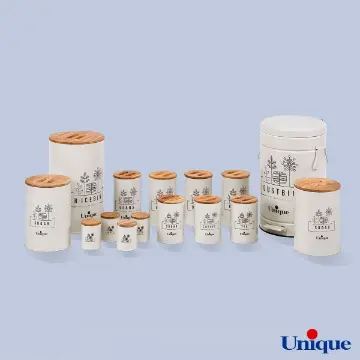 سرویس آشپزخانه 15 پارچه یونیک UN-8011 فانتزی کرم سه گل درب بامبو