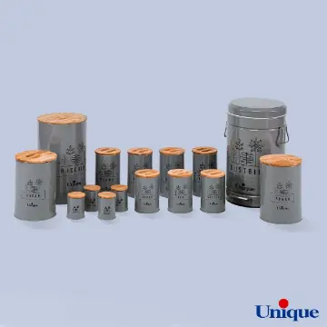 سرویس آشپزخانه 15 پارچه یونیک فانتزی طوسی درب بامبو UN-8015