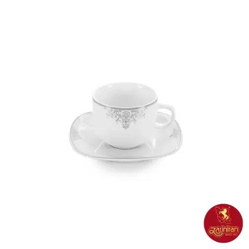 چینی زرین سرویس 12 پارچه چای خوری کواترو مونت کارلو پلاتینی