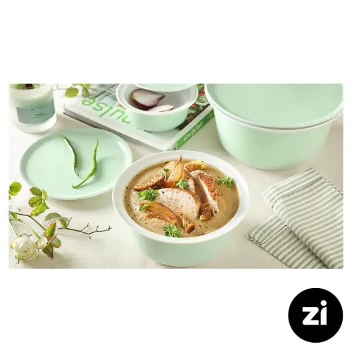 کاسه در دار چینی زرین Zi پاستل آبی سایز 17