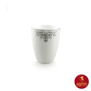 لیوان بدون دسته چینی زرین کواترو طرح مونت کارلو پلاتینی ۲۸۰ سی سی