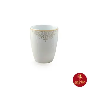 لیوان بدون دسته چینی زرین کواترو طرح مونت کارلو طلایی ۲۸۰ سی سی