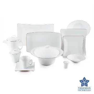 سرویس چینی یاسمن وینچی طرح زرین لب رزگلد 81 پارچه