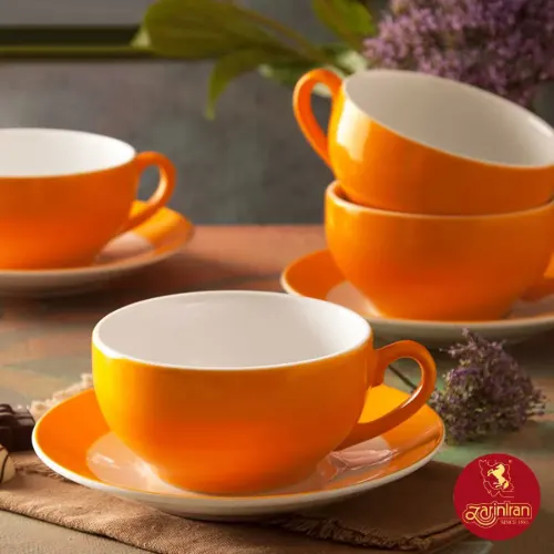 سرویس کاپوچینو و لاته چینی زرین ایتالیا اف طرح نارنج 12 پارچه