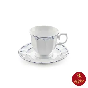 فنجان و نعلبکی چای خوری چینی زرین نئوکلاسیک طرح فرانسیس سرمه ای