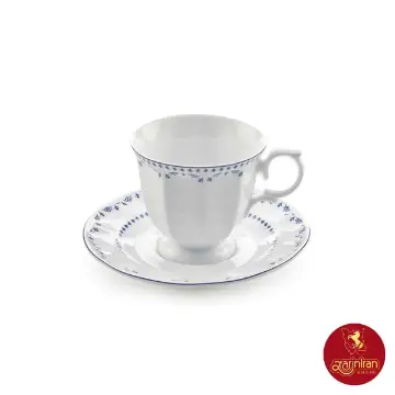 فنجان و نعلبکی چای خوری چینی زرین نئوکلاسیک طرح فرانسیس سرمه ای