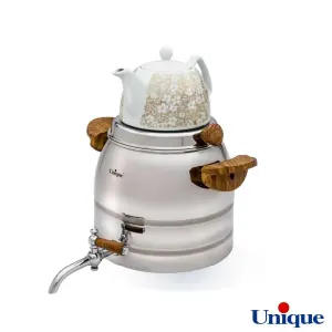 کتری و قوری یونیک استیل شیر دار 6 لیتر UN-7220 دسته طرح چوب