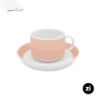 فنجان و نعلبکی چای خوری چینی زرین ZI فرم اس پاستل گلبهی 2 پارچه