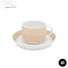 فنجان و نعلبکی چای خوری چینی زرین ZI فرم اس پاستل کرم 2 پارچه