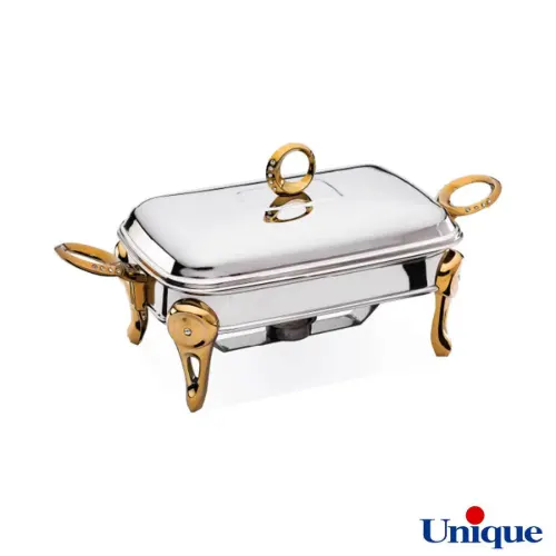 سوفله خوری یونیک مستطیل متوسط نگین دار طلایی UN-3904