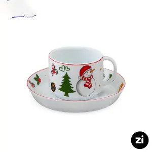فنجان و نعلبکی چای خوری چینی زرین ZI فرم اس سانتا 2 پارچه