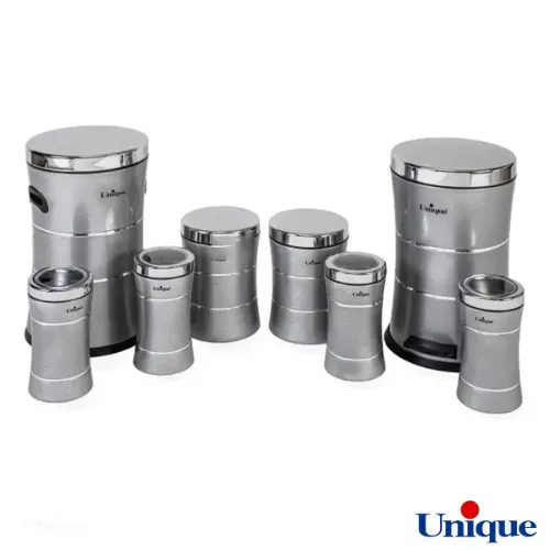 سرویس 8 پارچه کمرباریک استیل با خط نقره ای یونیک UN-4588